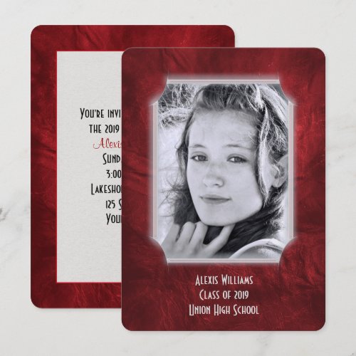 Red Leather Graduation Invite
