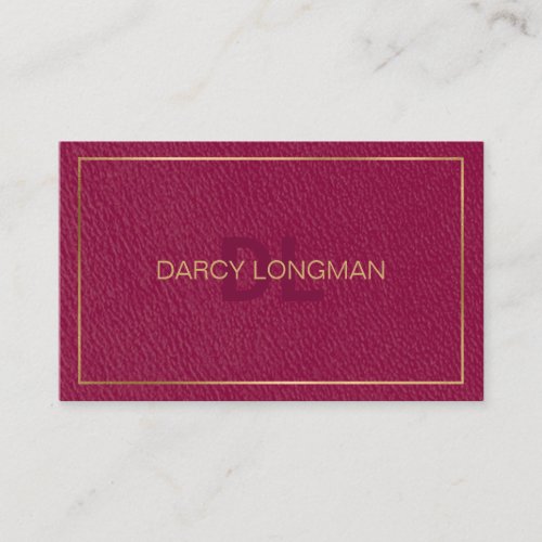Red Leather Grain Look Black Charcoal Gold Business Card
