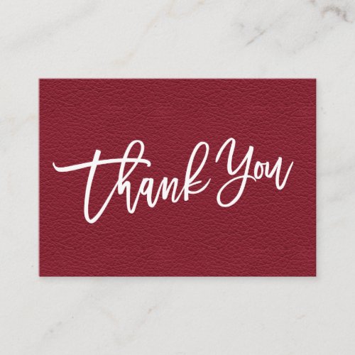 Red Leather hand written Thank you customer Enclosure Card