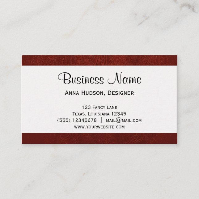Red Leather, Leather Texture, Leather Background Business Card (Front)