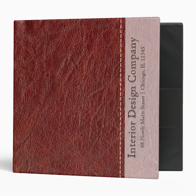 Red leather look 3 ring binder (Front/Inside)