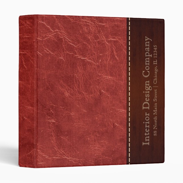 Red leather look 3 ring binder (Front/Spine)