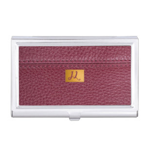 Red Leather Look  File Folder Business Card Case