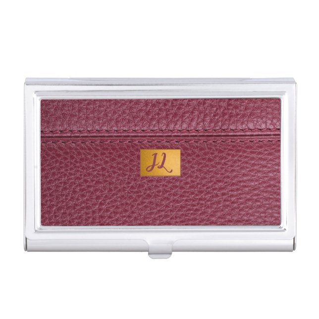 Red Leather Look  File Folder Business Card Case (Front)