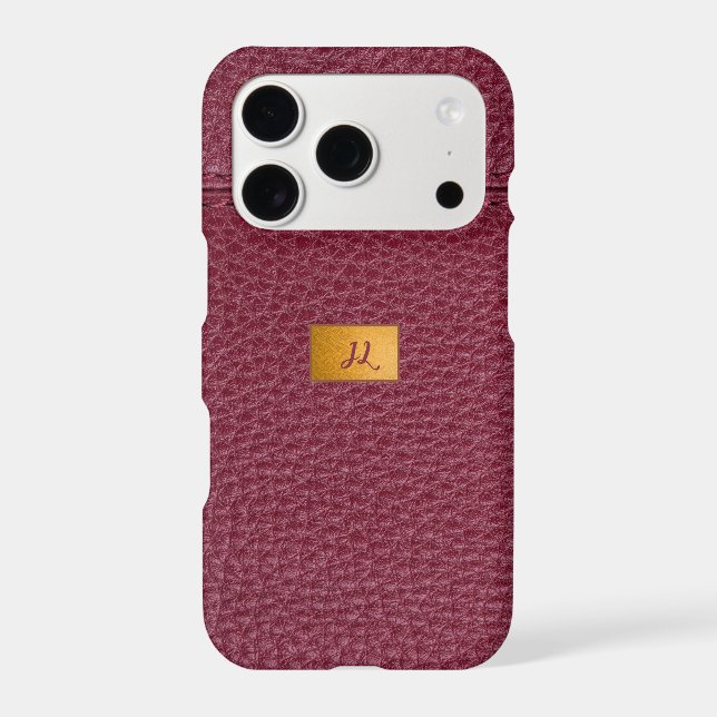 Red Leather Look  File Folder Iphone Case (Back)