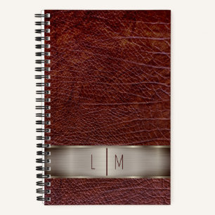 Red leather look monogram notebook