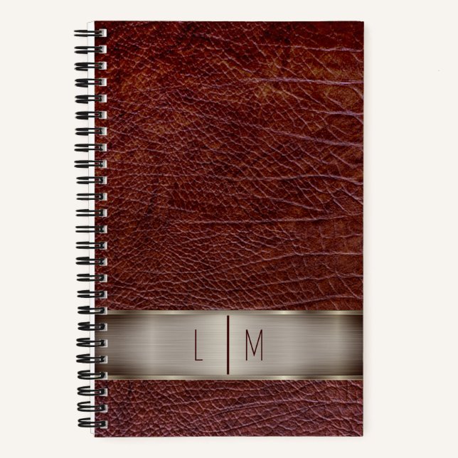 Red leather look monogram notebook (Front)