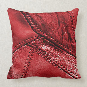 red leather throw pillows