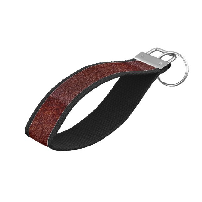 Red leather look wrist keychain (Angled Up)