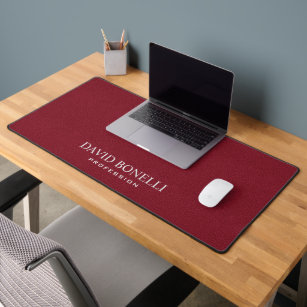 RED Leather Masculine Personalized Elegant NAME Desk Mat