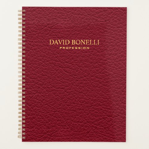 Red Leather Masculine Personalized Elegant Planner