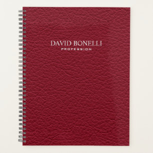 Red Leather Masculine Personalized Elegant Planner