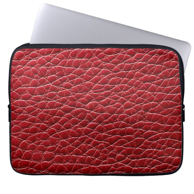 Red leather pattern laptop sleeve (Front)