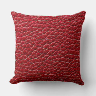 Red leather pattern throw pillow