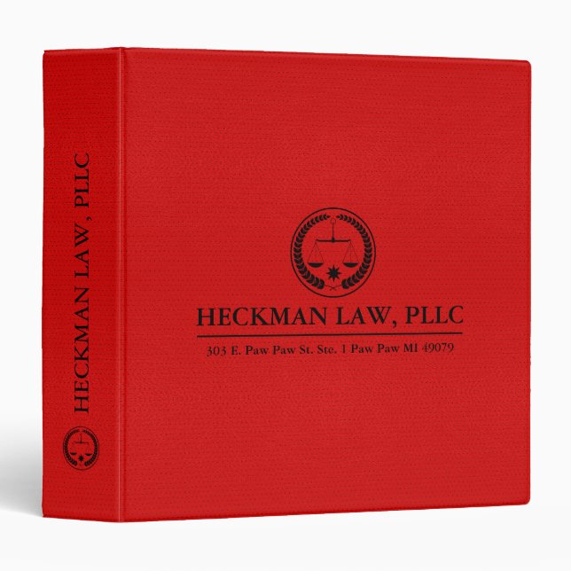 Red Leather Print black Justice Scale 3 Ring Binder (Front/Spine)