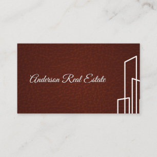 Red Leather   Real Estate Buildings Business Card