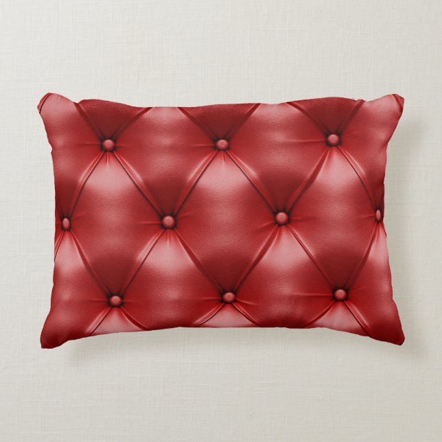 Red Leather: Seamless Texture Elegance Accent Pillow (Front)
