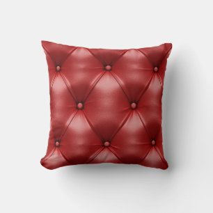 Red Leather: Seamless Texture Elegance Throw Pillow
