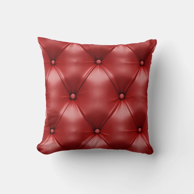 Red Leather: Seamless Texture Elegance Throw Pillow (Front)