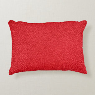 Red leather texture accent pillow