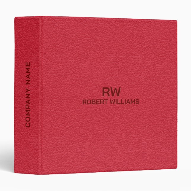 Red Leather Texture Look 3 Ring Binder (Front/Spine)