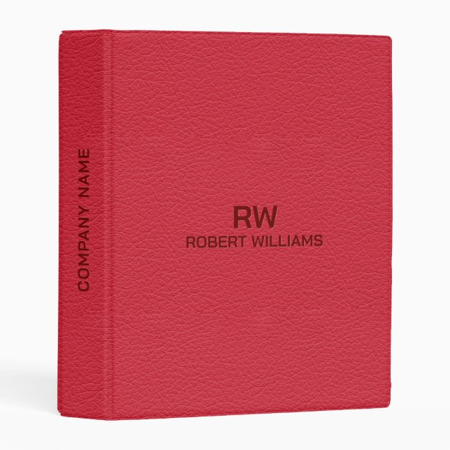 Red Leather Texture Look 3 Ring Binder (Front/Spine)