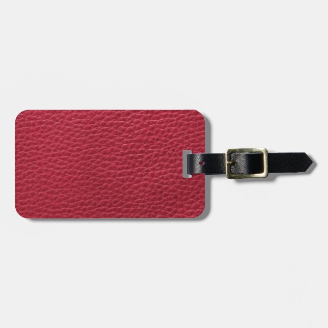 Red leather texture luggage tag (Front Horizontal)
