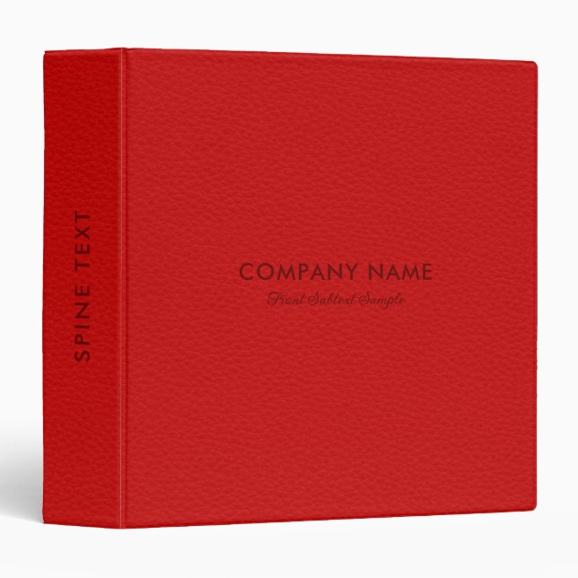 Red Leather Texture Print 3 Ring Binder (Front/Spine)