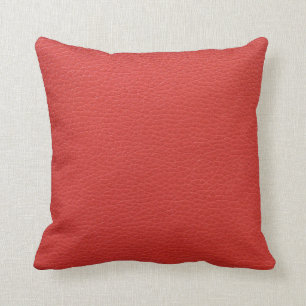 Red Leather Texture Throw Pillow