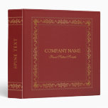 Red Leather Texture Vintage Gold Frame 3 Ring Binder