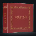 Red Leather Texture Vintage Gold Frame 3 Ring Binder<br><div class="desc">Red leather texture print with a gold vintage frame. An elegant gold vintage frame with custom gold typography makes this design suitable for official presentations for corporations or elegant home office records keeping or presentations.</div>