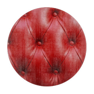 Red Leather: Upholstery Pattern Elegance. Cutting Board