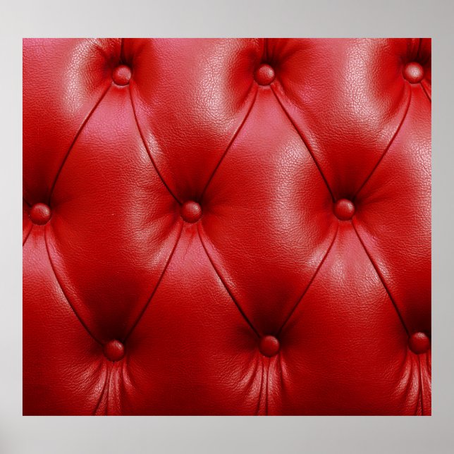 Red Leather: Upholstery Pattern Elegance. Poster (Front)