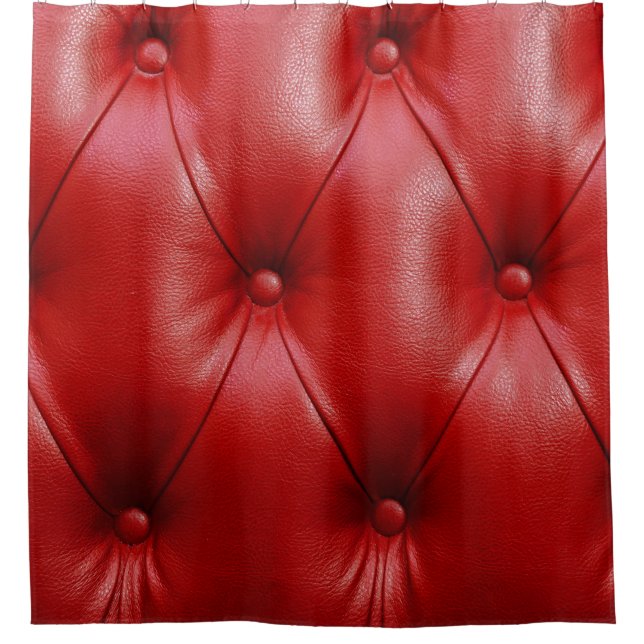 Red Leather: Upholstery Pattern Elegance. Shower Curtain (Front)