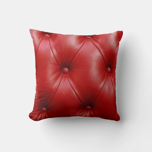 Red Leather: Upholstery Pattern Elegance. Throw Pillow (Front)