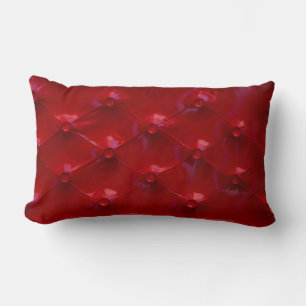 Red Leather Upholstery texture pattern elegant Lumbar Pillow