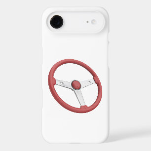 Red leather vintage car steering wheel iPhone 17 air case