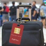 Red leather white business company logo name luggage tag<br><div class="desc">Red faux leather print as background.  Personalize and add you business logo,  name and contact details. White text.</div>