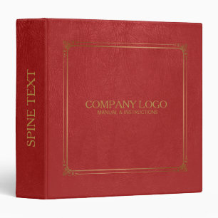 Red Leather With Gold Frame Accent 3 Ring Binder