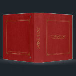 Red Leather With Gold Frame Accent 3 Ring Binder<br><div class="desc">Elegant red faux leather texture print in. Elegant gold frame with swirly corners. Customizable text on all 3 sides. Any colors can be requested on this or any of my designs.</div>