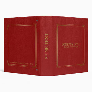 Red Leather With Gold Frame Accent 3 Ring Binder