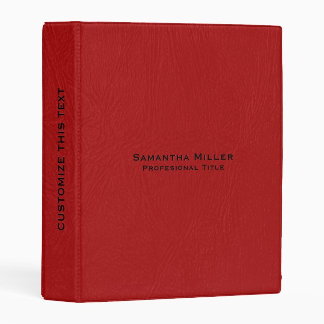 Red Leather With Personalizable Gold Typography Mini Binder (Front/Spine)