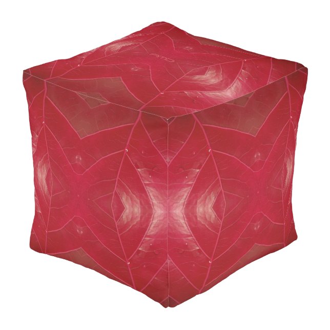 Red Leatherette Outdoor Pouf (Angled Front)