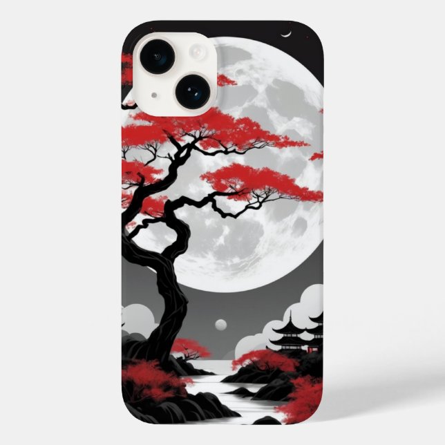 red leaves and full moon Case-Mate iPhone case (Back)