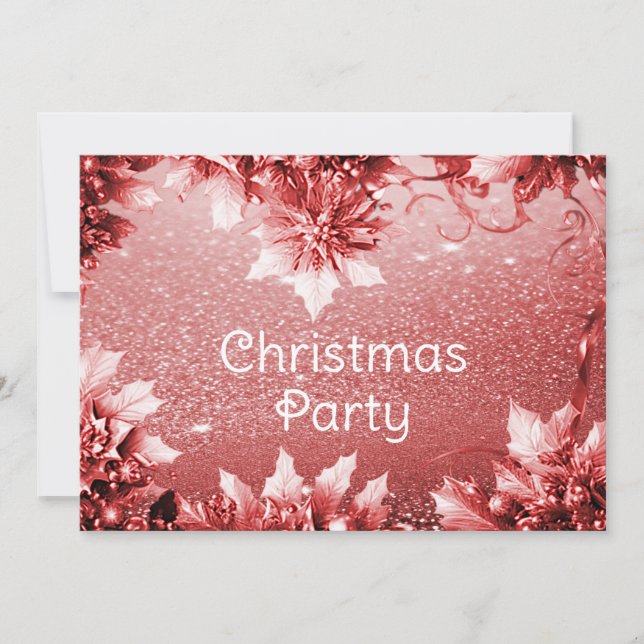 Red Leaves Christmas Party Holiday Invitation (Front)