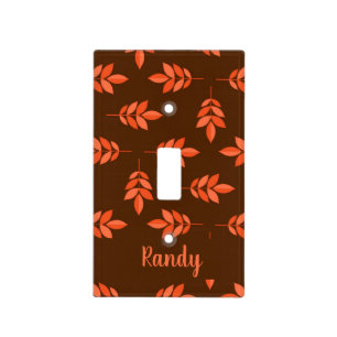 Red leaves custom name brown light switch cover