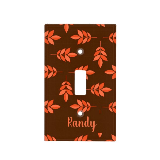 Red leaves custom name brown light switch cover (Front)