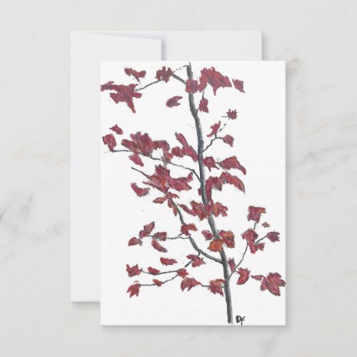 Red Leaves Flat Thank You Card