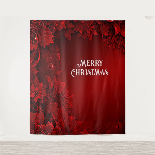 Red Leaves Floral Holiday Backdrop (Front)
