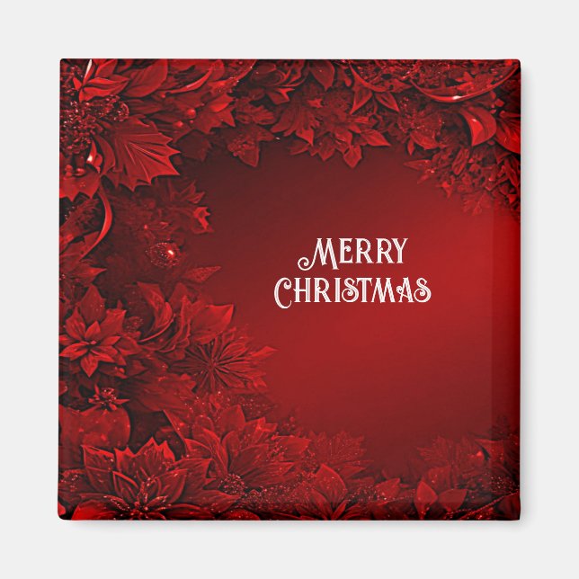 Red Leaves Floral Holiday Magnet (Front)